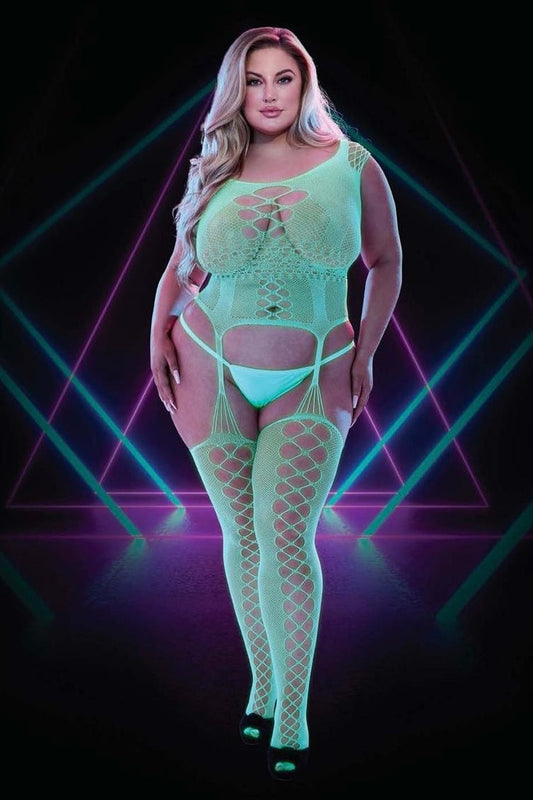 Plus size Bodystocking glow in the dark-Curvynlingerie Plus Size