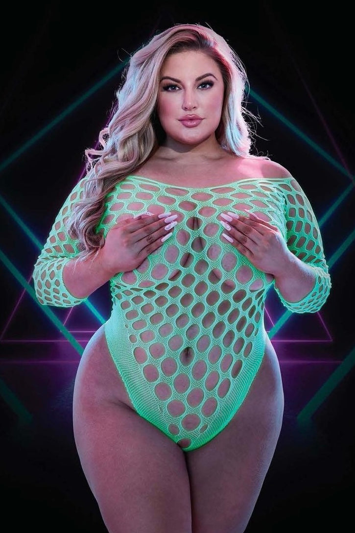 Plus size Sexy Teddy glow in the dark-Curvynlingerie Plus Size.com