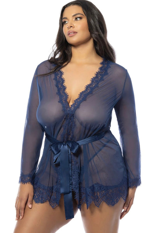 Plus size Eyelash robe blue