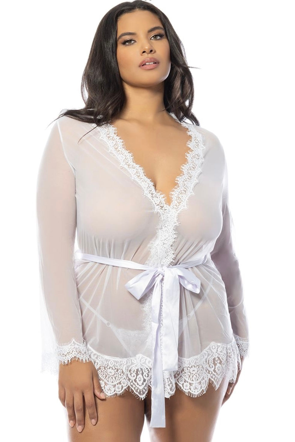 Plus size Eyelash robe white Provence