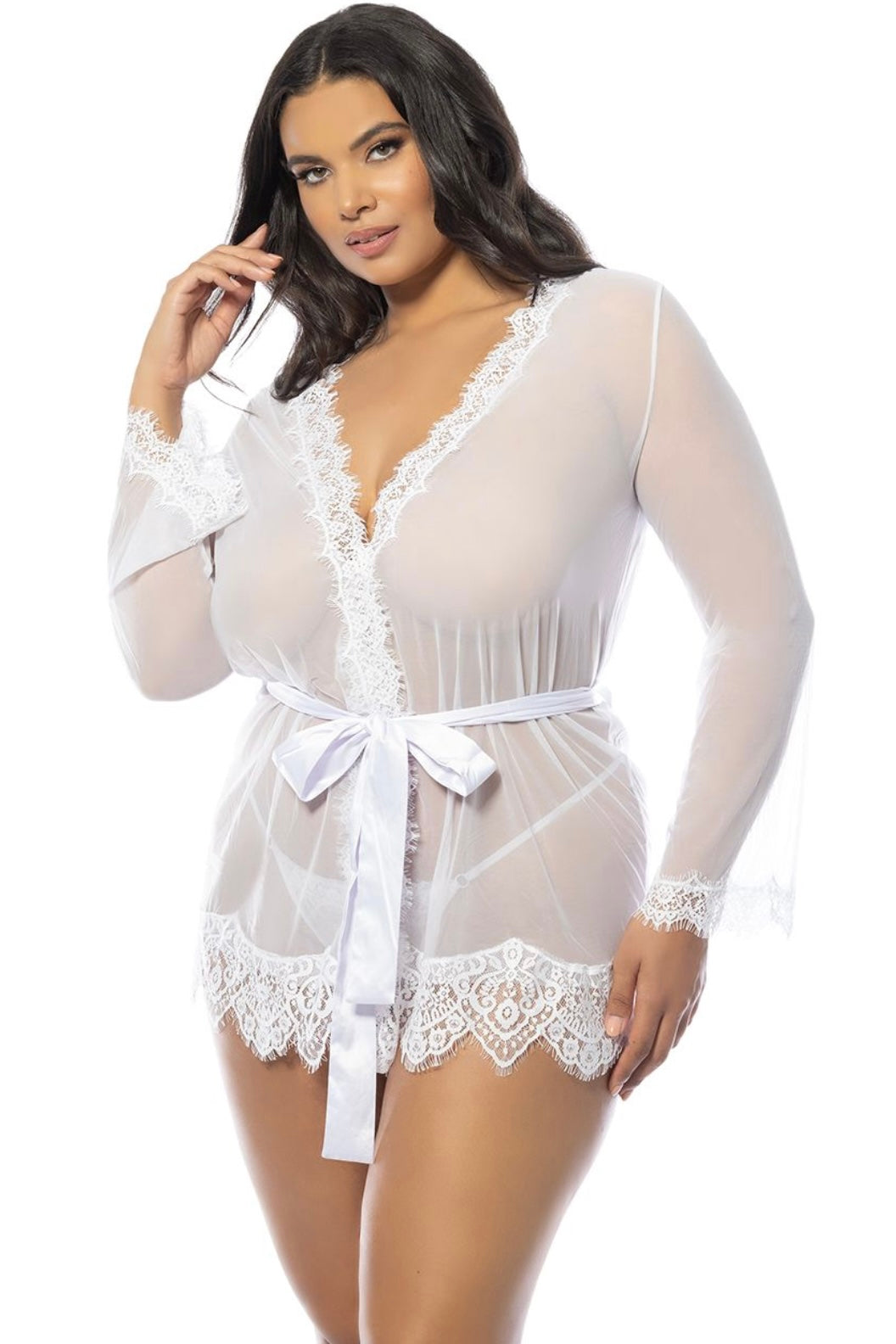 Plus size Eyelash robe white Provence