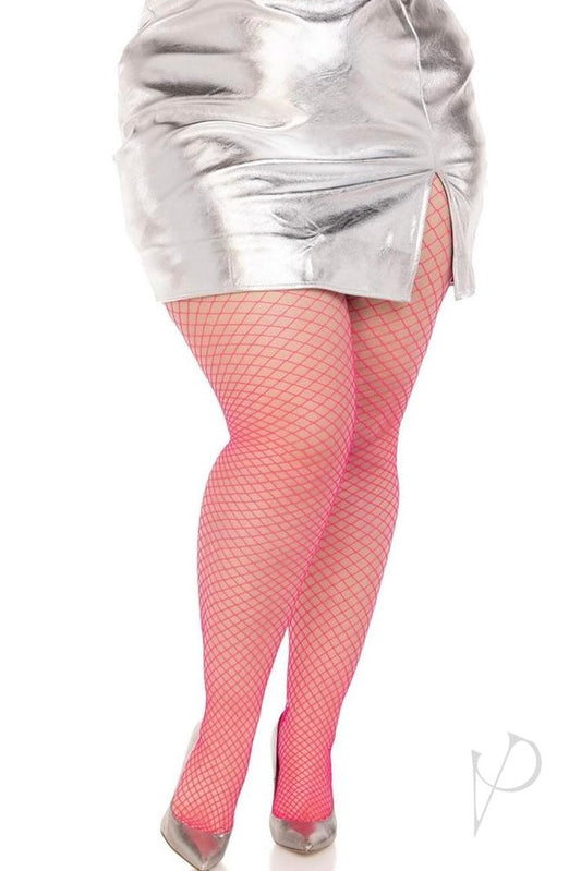 Plus size Spandex Industrial Net Tights Neon Pink-Curvynlingerie Plus Size