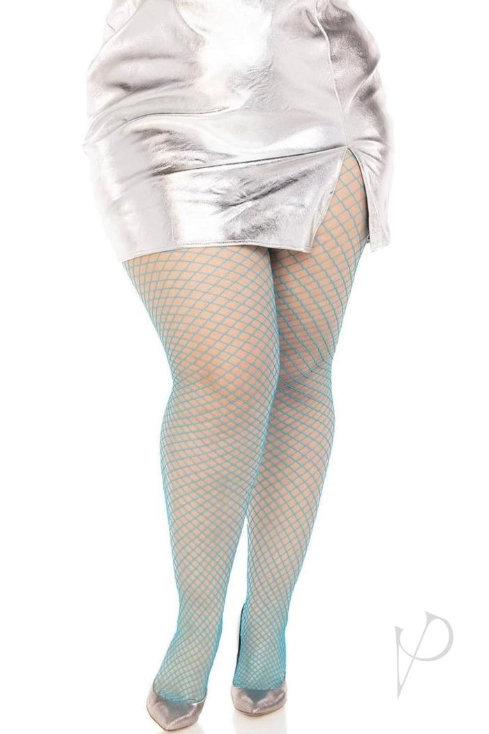 Plus size Spandex Industrial Net Tights Neon blue-Curvynlingerie Plus Size