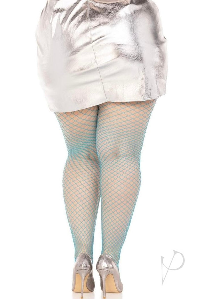 Plus size Spandex Industrial Net Tights Neon blue