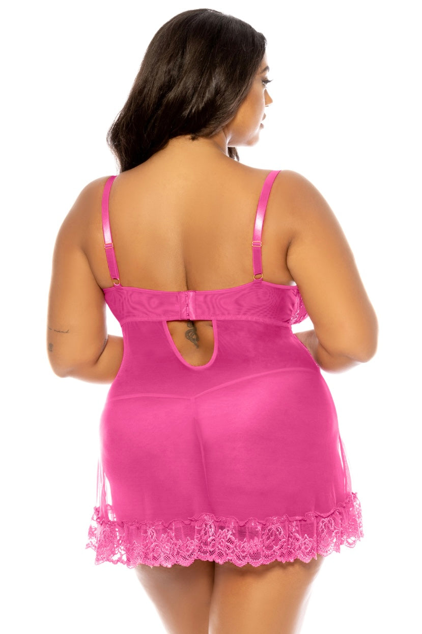 Plus size Babydoll Valentine raspberry sorbet