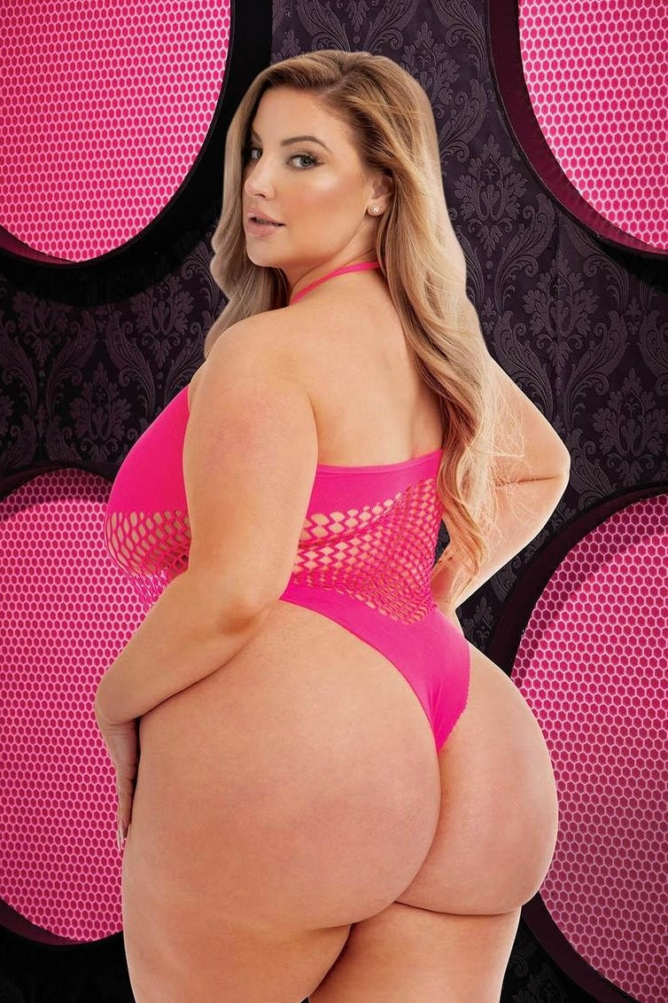 Plus size Halter Bodysuit pink