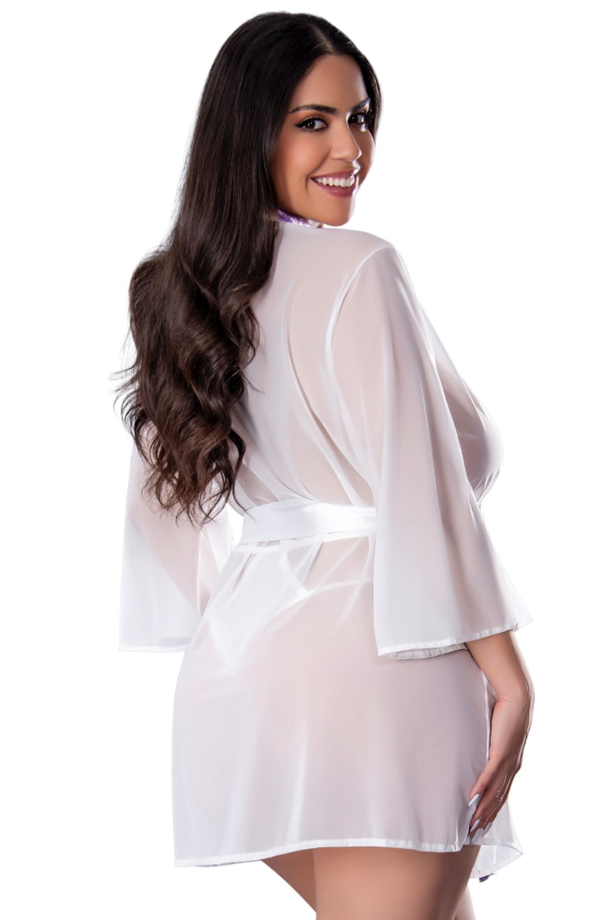 Plus size Flutter Sleeve Robe white