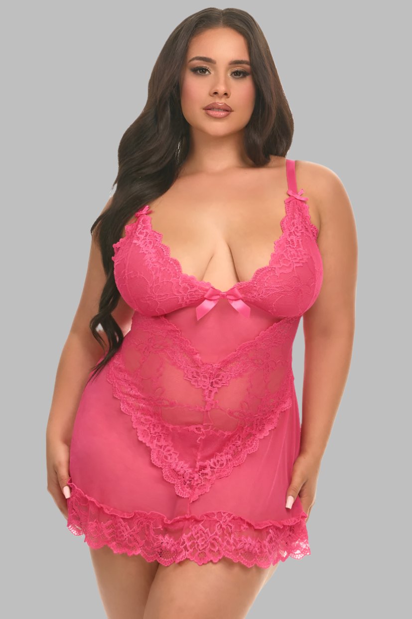 Plus size Babydoll Valentine raspberry sorbet