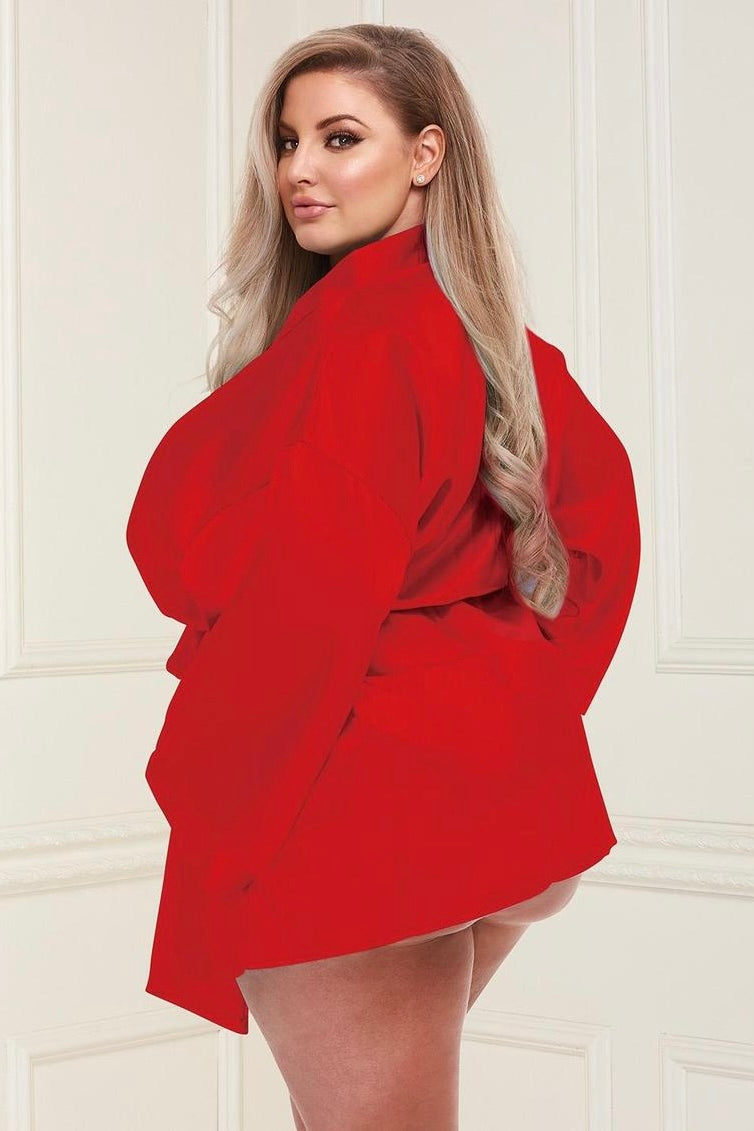 Plus size All satin robe red