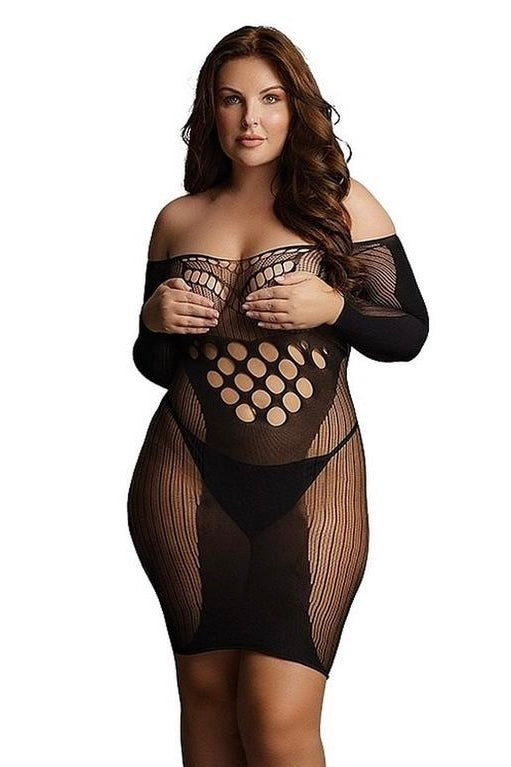 Plus size Criss Cross Neck Mini Dress black