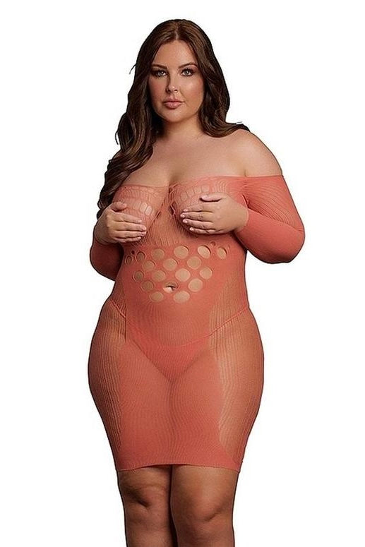 Plus size Criss Cross Neck Mini dress orange