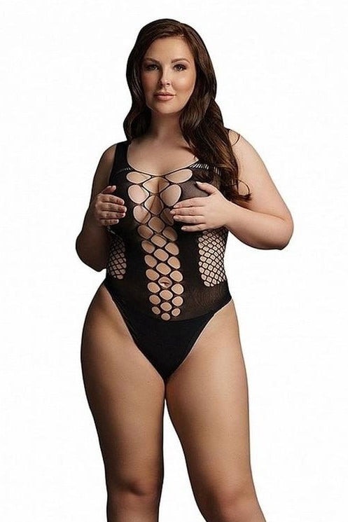 Plus size V-Neck Teddy black