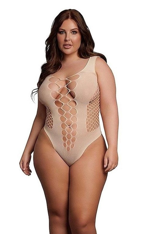 Plus size V-Neck Teddy beige