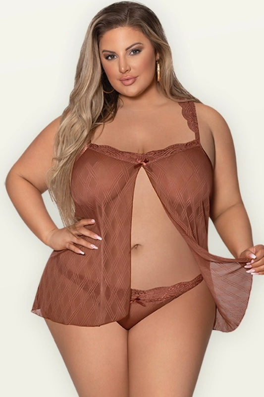 Plus size Caramel flyaway babydoll