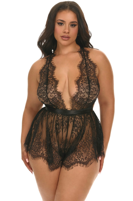 Plus size Brea lace romper