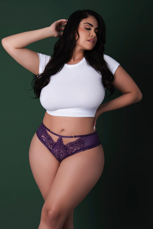 Plus size Lace Cheeky Hipster plum