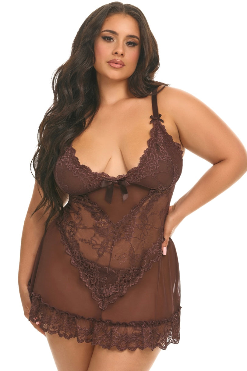 Plus size Babydoll Valentine puce