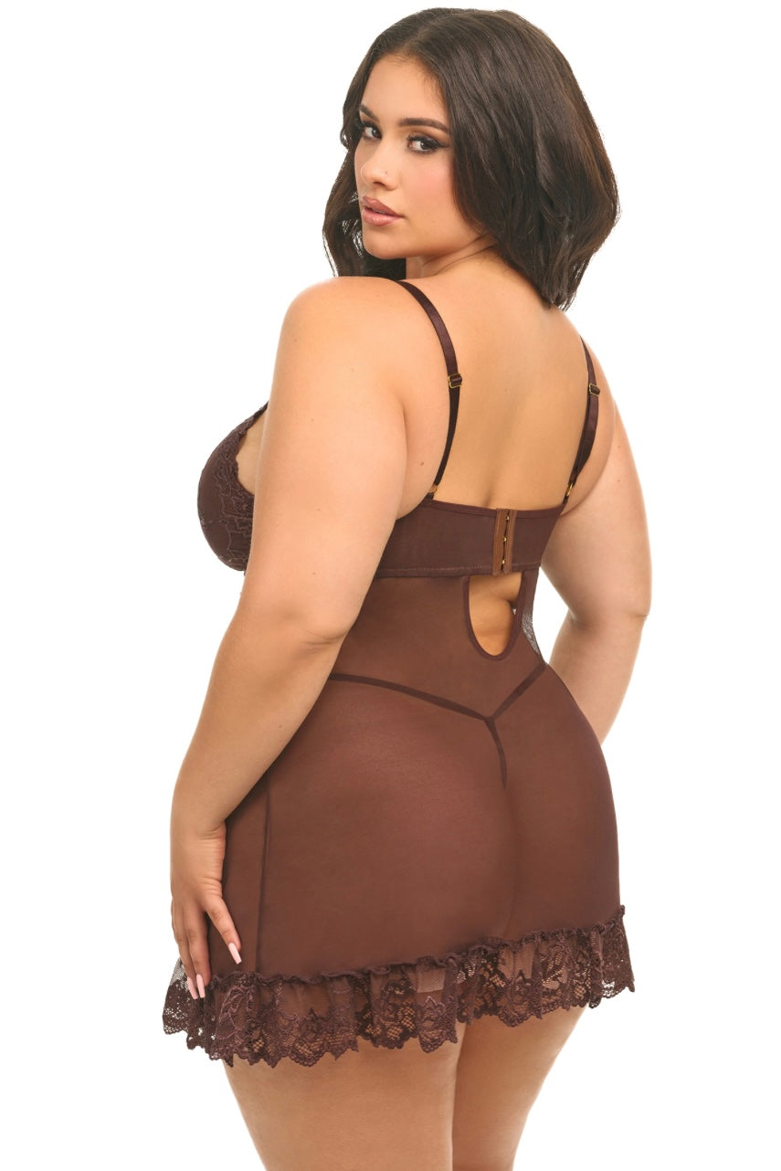 Plus size Babydoll Valentine puce