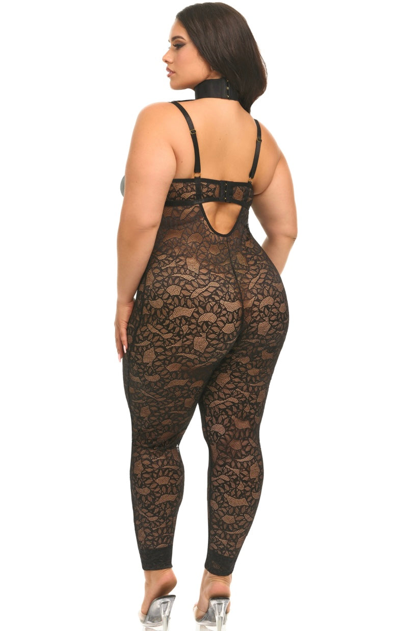 Plus size lace snake bodysuit