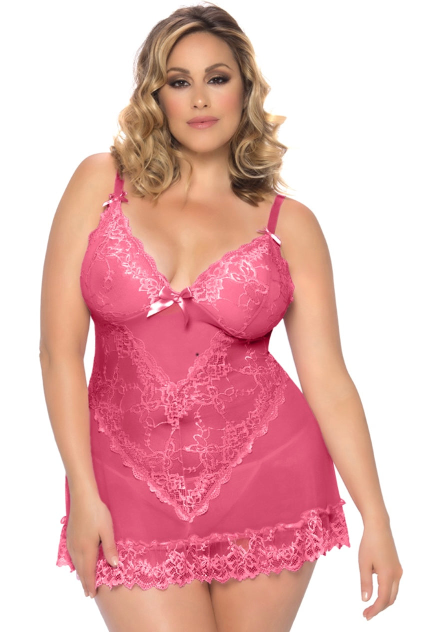 Plus size Valentine Babydoll pink