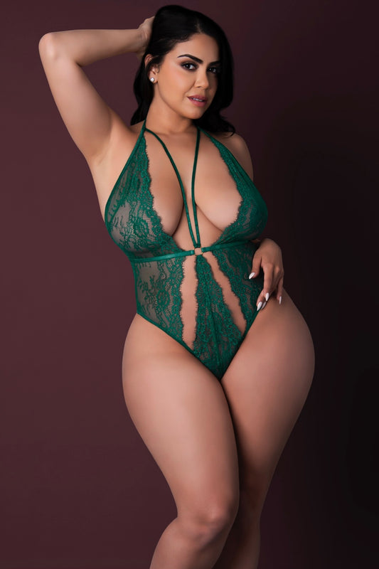 Plus size Plunge Teddy Emerald