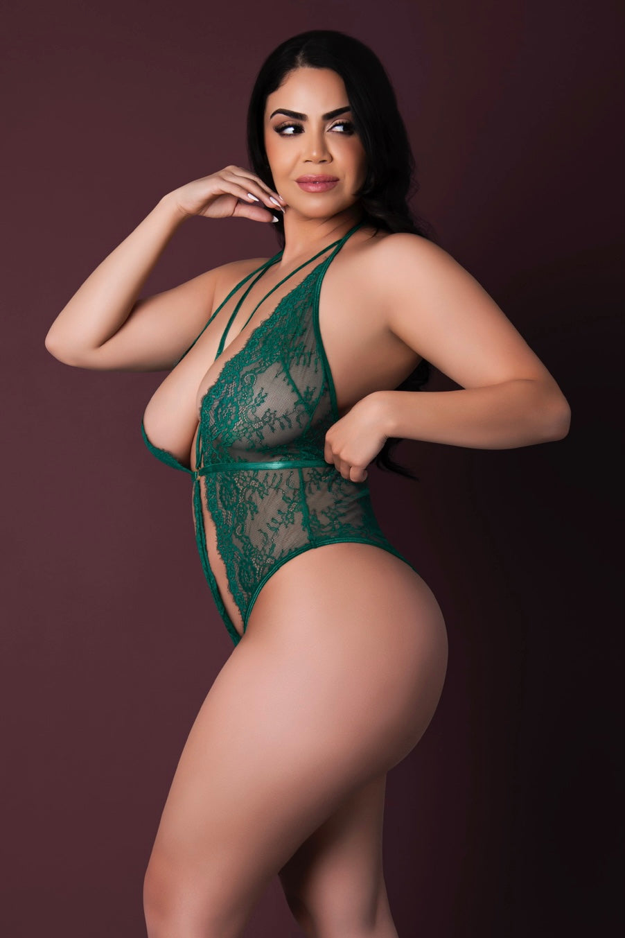 Plus size Plunge Teddy Emerald