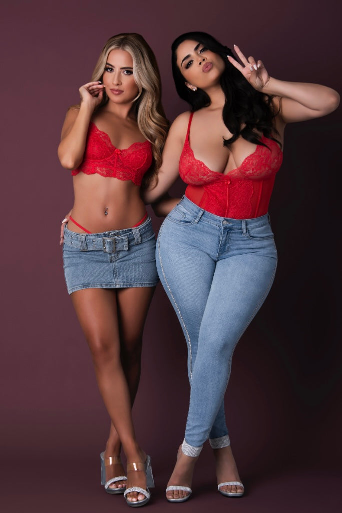 Plus size Plunge Bustier & Boy Short Set