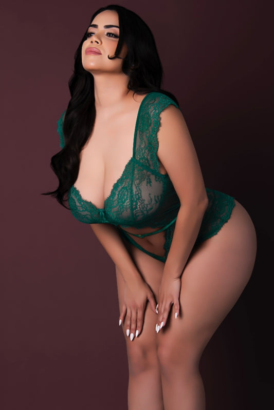 Plus size Cutout Romper Emerald