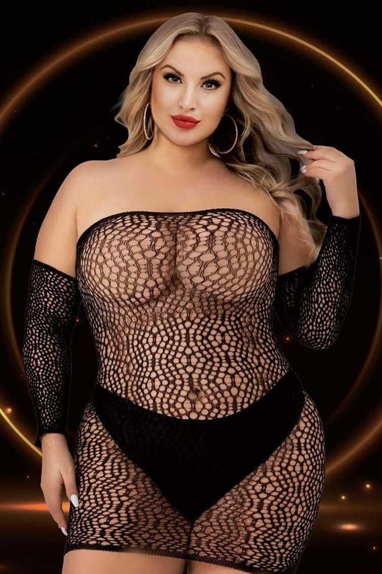 Plus size mini dress with sleeves set