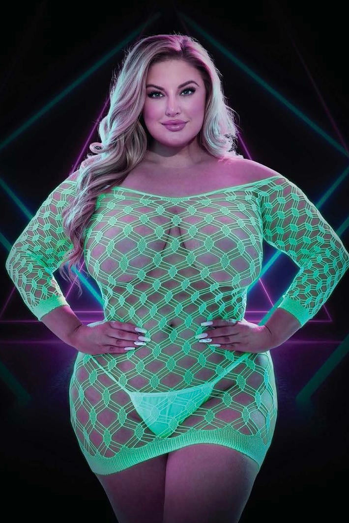 Glow in the dark mini dress - Curvynlingerie Plus Size