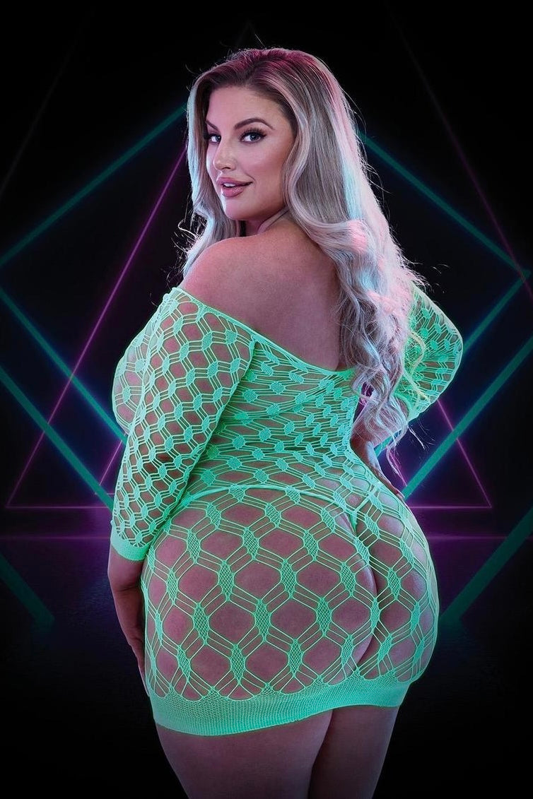 Glow in the dark mini dress - Curvynlingerie Plus Size 