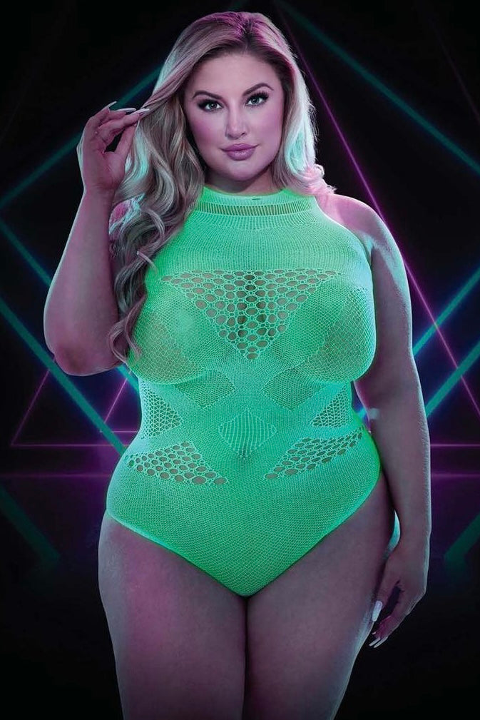 Glow in the dark Teddy - Curvynlingerie Plus Size