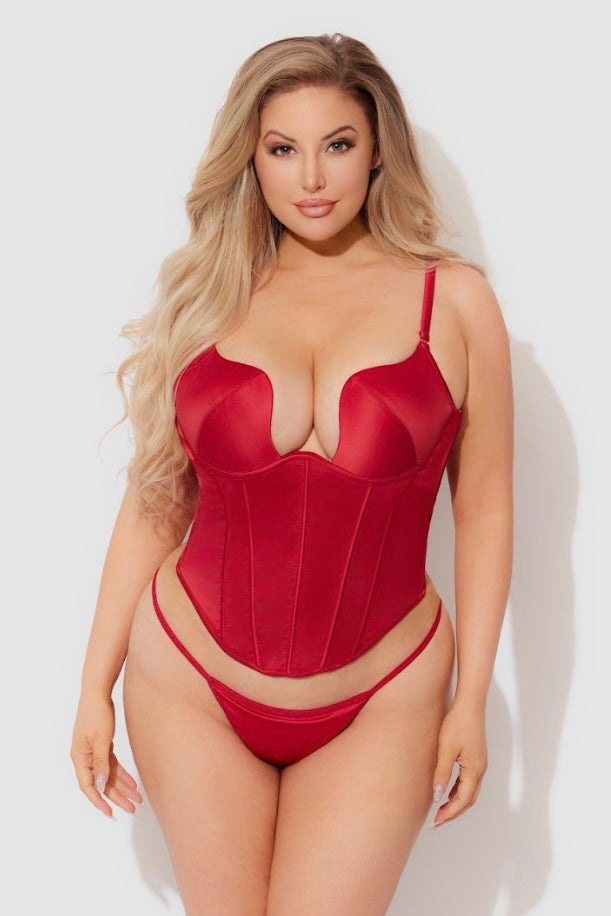 Plus size Brigeta push up bustier red