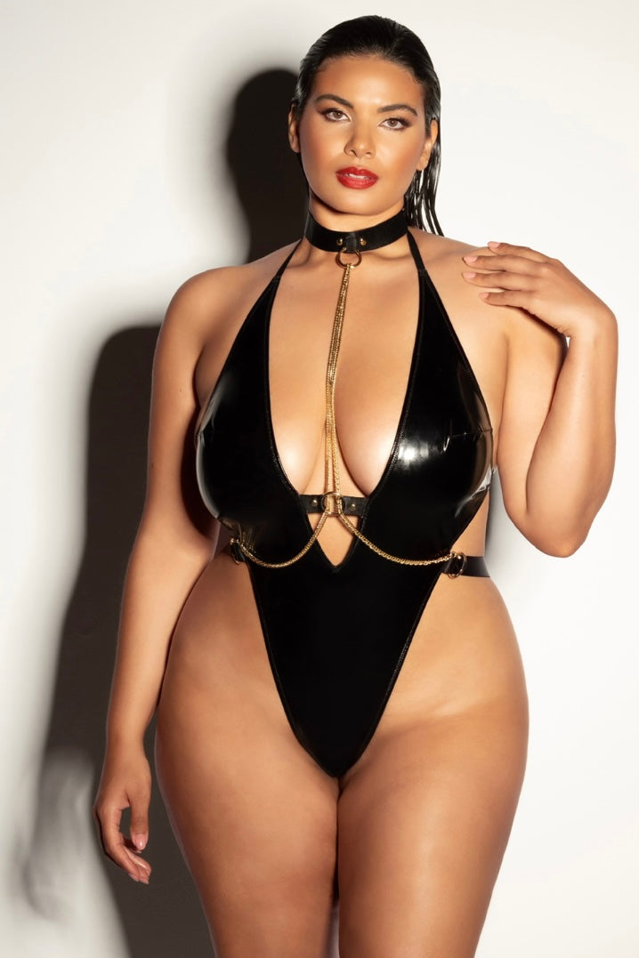 Plus size SOFT CUP VINYL TEDDY-Curvynlingerie Plus Size.com