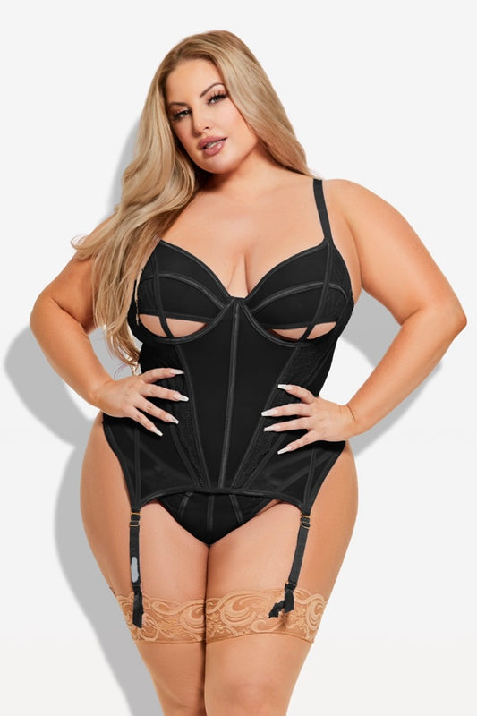 Plus size Vivienne lace and mesh bustier