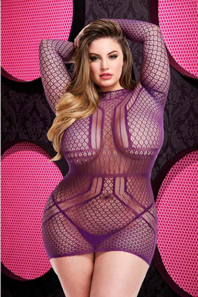 Long sleeve mini dress - Dress - Curvynlingerie Plus Size 