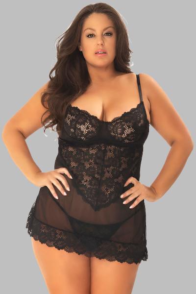 Page babydoll black - plus size babydoll - Curvynlingerie Plus Size 