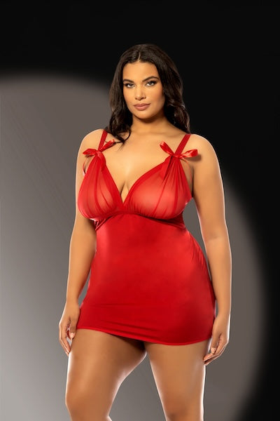 Plus size soft cup babydoll red