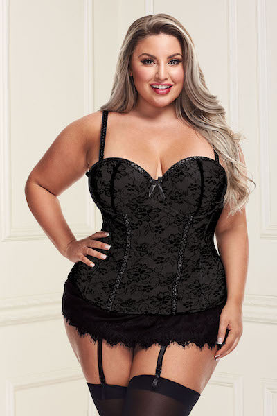 Victorian lace Bustier black - plus size corset - Curvynlingerie Plus Size 